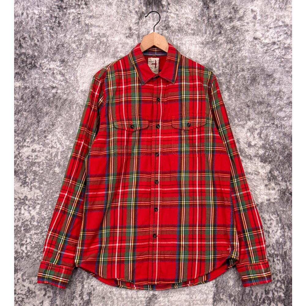 Relwen Flannel Shirt Large Mens Classic Red Plaid Long Sleeve